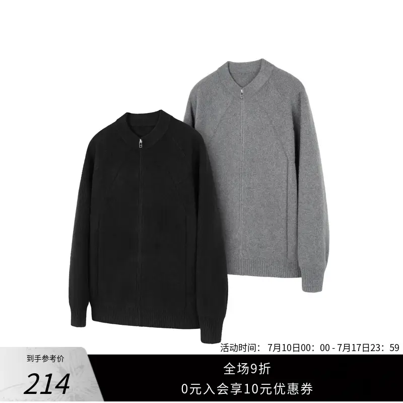 Newdecay 24Fw Double Strand 48 Count Round Neck Zipper Sweater Outwear Lazy Atmosphere Knitting Cardigan Inner Layer