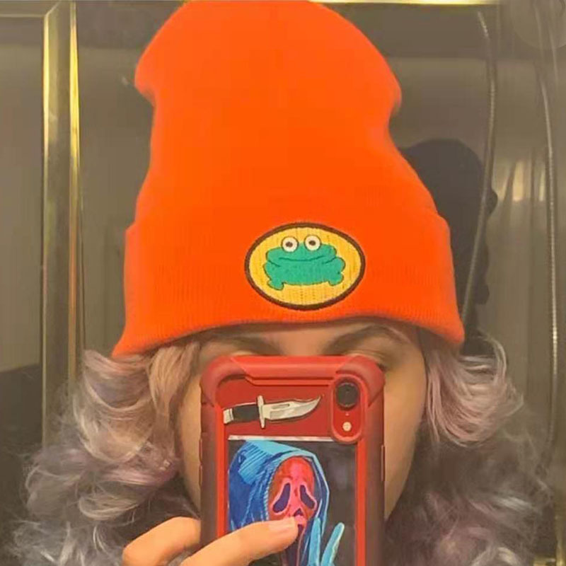 Cartoon Frog Wool Hat parappa the Rapper Knitted Hat Pullover Warm Cold Hat Men's and Women's Student Hat