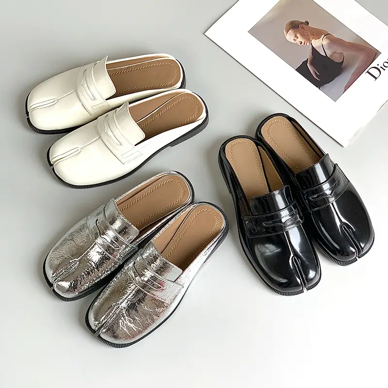 Xiong Taijia Mule Shoes Half-Slip Pig Trotter Split-Toe Shoes Closed-Toe Slippers for Women 2025 New arrival Outwear Slip-On Mule Shoes