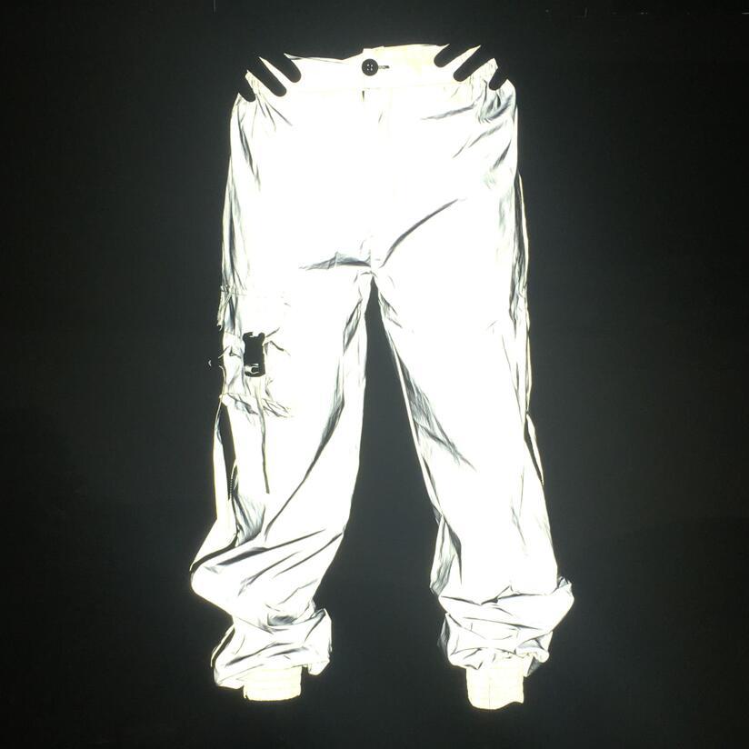 European and American fashion mesh stitching reflective overalls pants side zipper breathable camouflage reflective pants for men and women