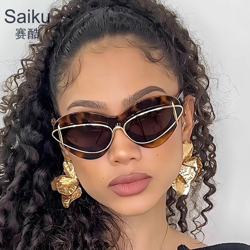 New Fashionable Cat-Eye Sunglasses, European and American Light Luxury Sunglasses for Women, High-End Internet Celebrity Sunglasses