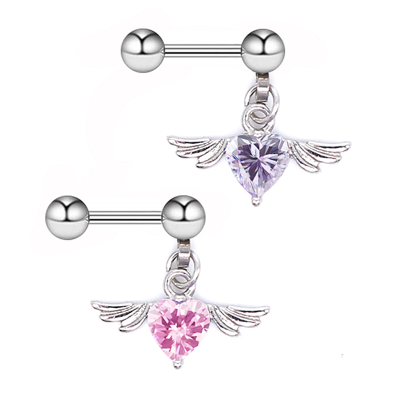 Gaibei Europe and the United States cross-border heart-shaped wing ear bone nail simple ear nail earrings angel wing ear bone Nail Manufacturers in stock