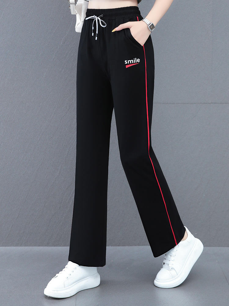 Pure Cotton Wide-Leg Pants for Women, Summer New Loose Thin High-Waisted Flared Pants, Slimming Plus-Size Casual Sports Long Pants