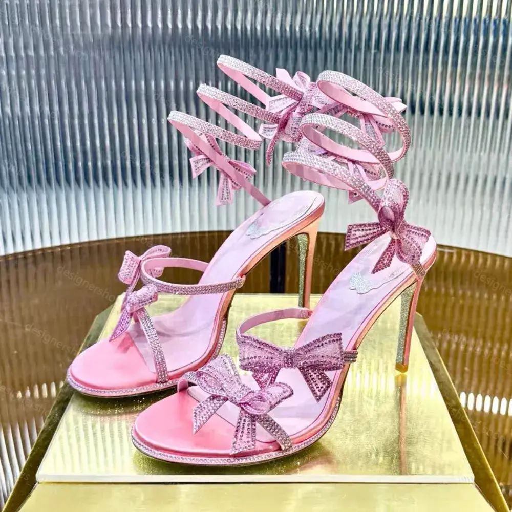 In-Stock Foreign Trade New Ss Heavy-Duty Spiral Coil Butterfly Crystal Rhinestone Embellished Elegant Pearl Sheepskin Lining High Heels