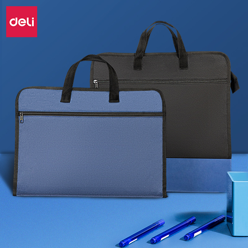 Deli 63753 Oxford Cloth A4 Zipper Bag, Portable Document Bag, Zipper Business Briefcase
