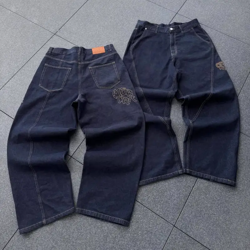 Europe and the United States cross-border mertra casual loose jeans American street Y2K hip-hop wide-leg splicing pants men and women