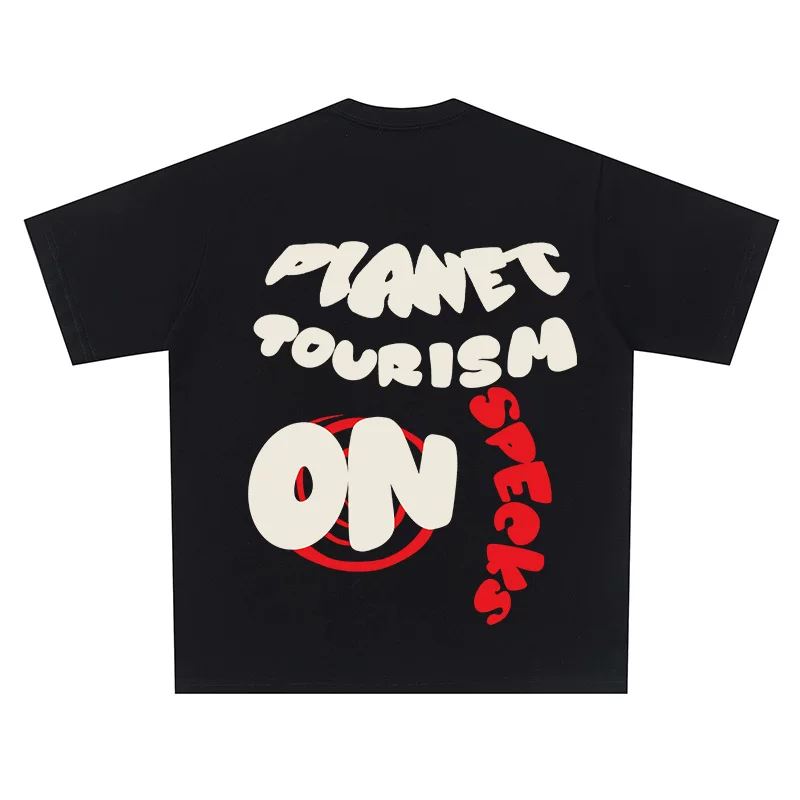 Planet 260g Heavyweight Pure Cotton! American Street Style Unisex Versatile Bf Style Loose Short-Sleeve T-Shirt