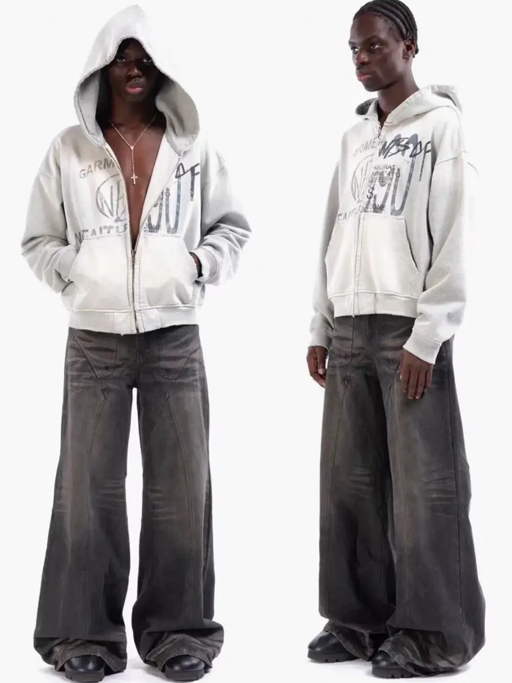 2026 European and American Zipper Short Hooded Sweatshirt Men's Hip-Hop Style American Retro Men's and Women's Autumn and Winter Couple's Shirt Trend