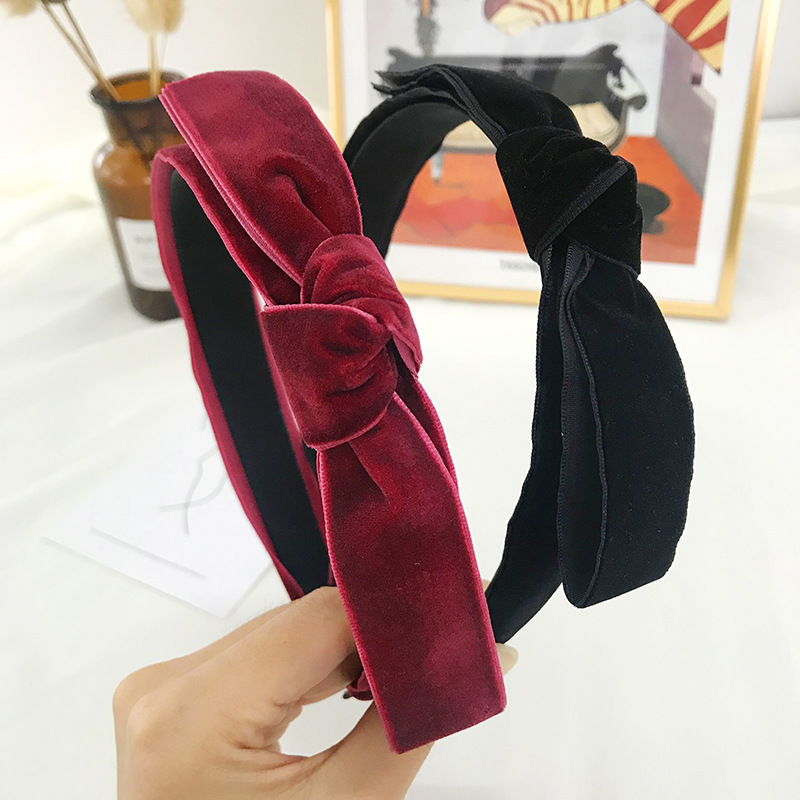 Korean Style Autumn and Winter Velvet Headband, Retro French Knotted Headband, Ladylike Hair Accessories, Headwear, Women's Bow Tie