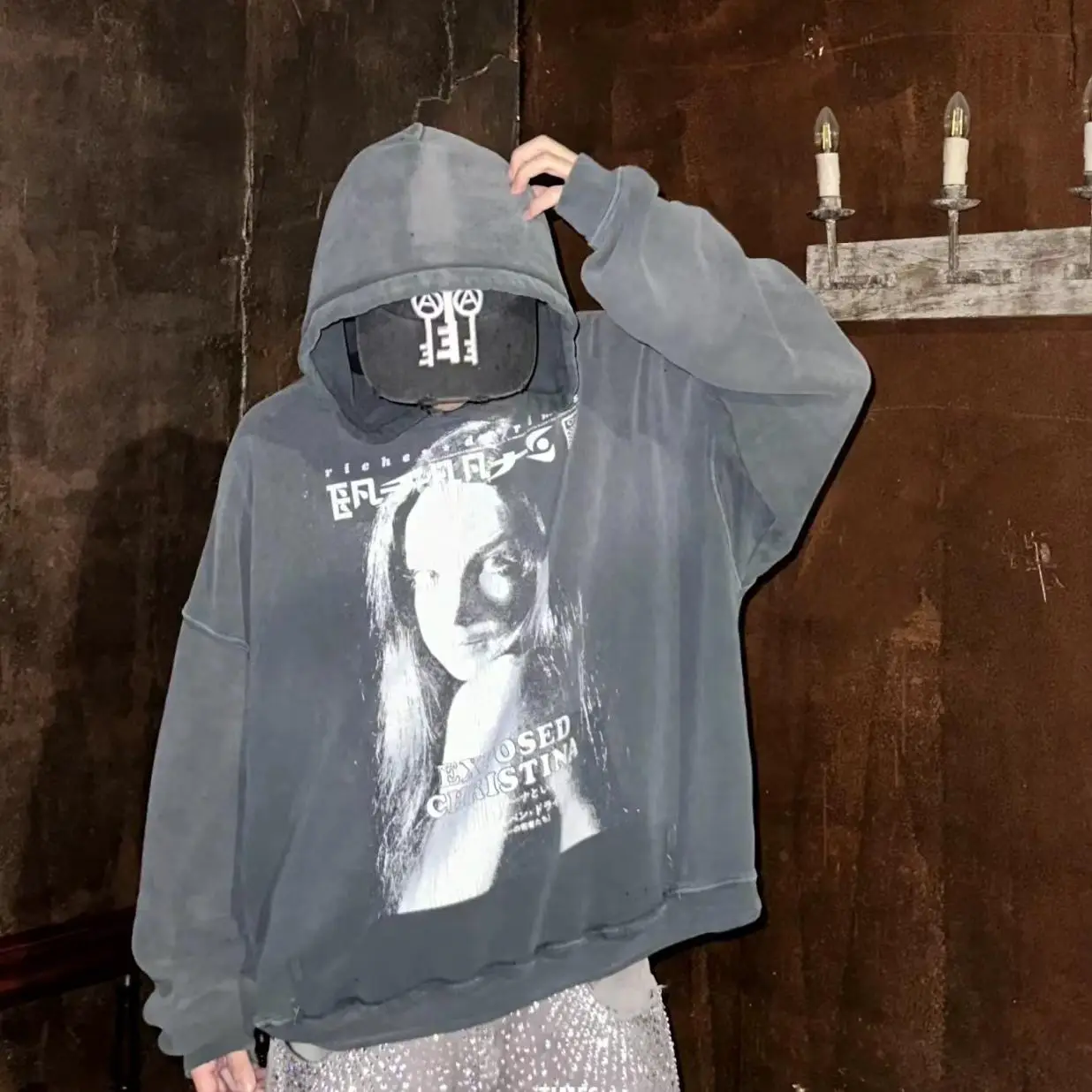 erd melancholic rich kid christina portrait done old washed terry hoodie hoodies for men and women cotton