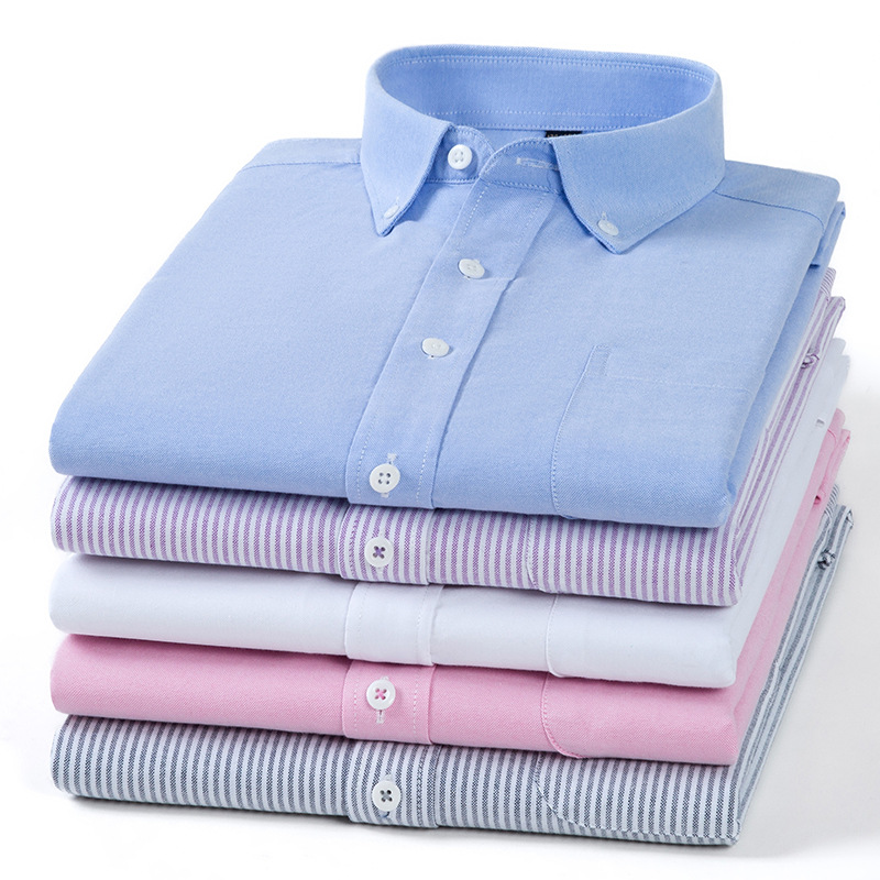 plus size Youth Men's Cotton Long Sleeve Shirt Spring and Autumn Cotton Oxford Spinning Shirt Daily Casual Single Clothes Jacket