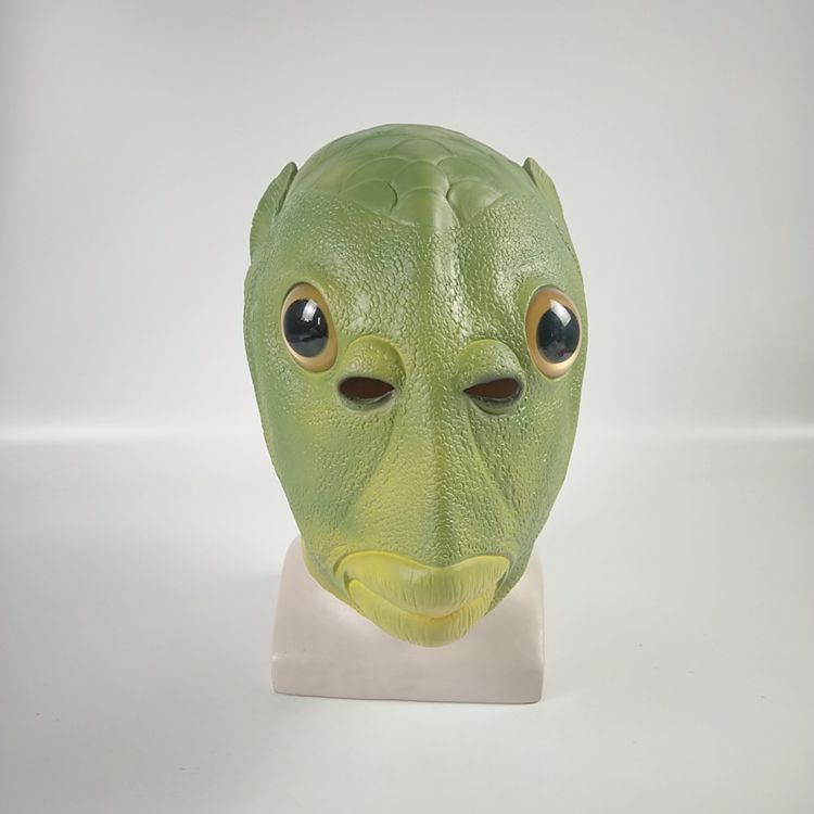 Green Fish Man mask Halloween Horror anime monster props cosplay cute funny latex strange fish head cover