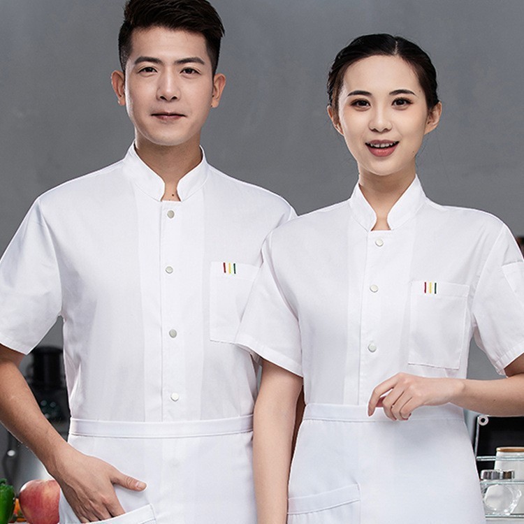 Chef Uniform with Back Work Men's Short-Sleeved Breathable Chef Uniform for Women's Hotel Kitchen Quality Workwear Customization