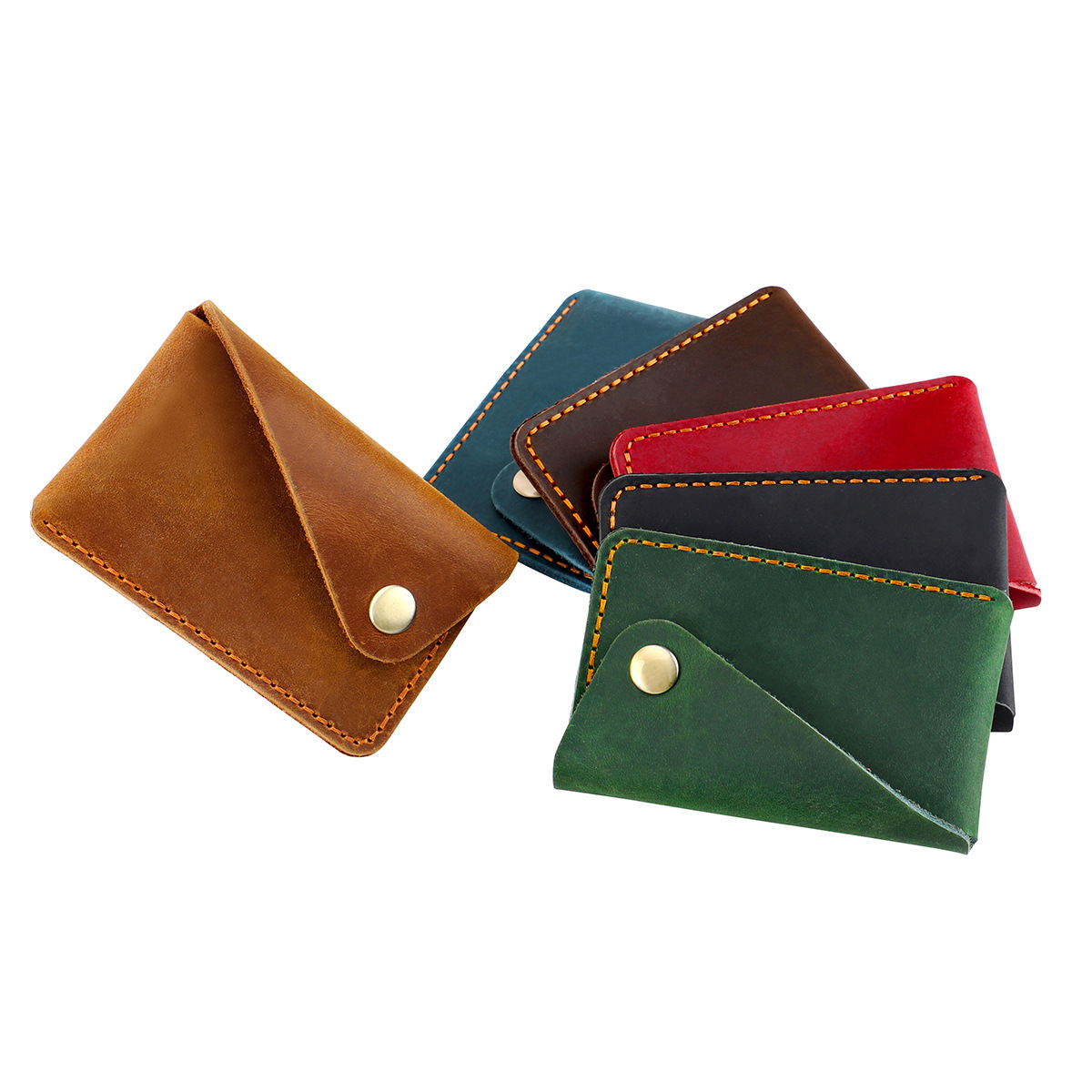 New Creative Handmade Retro Small Card Bag Cowhide Card Case Small Coin Purse Japanese Credit Card Bank Card Leather Case
