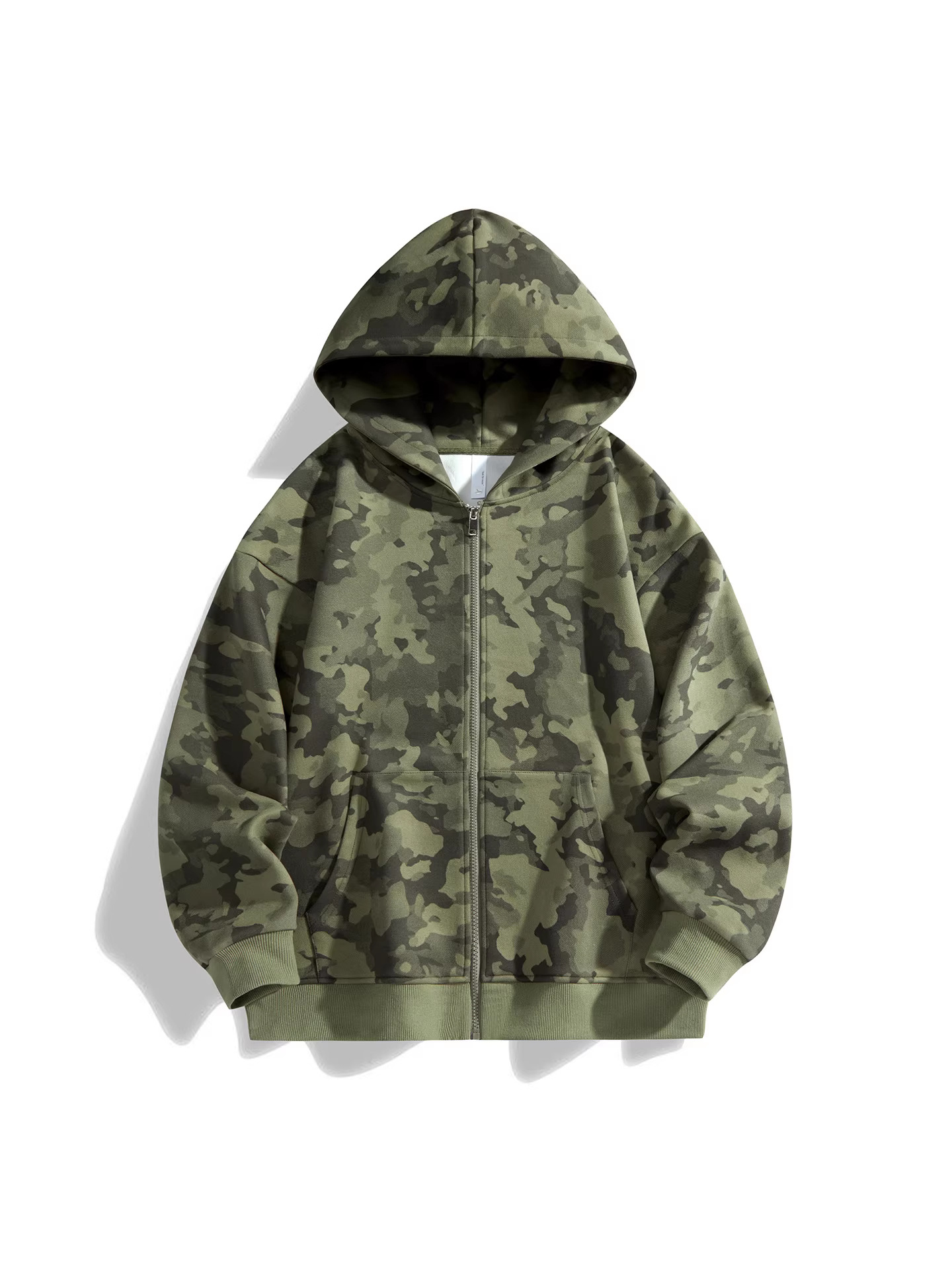 Camouflage Zipper Hooded Sweatshirt Men's Spring and Autumn New Retro Trendy Unisex Cardigan Jacket Direct from Manufacturer