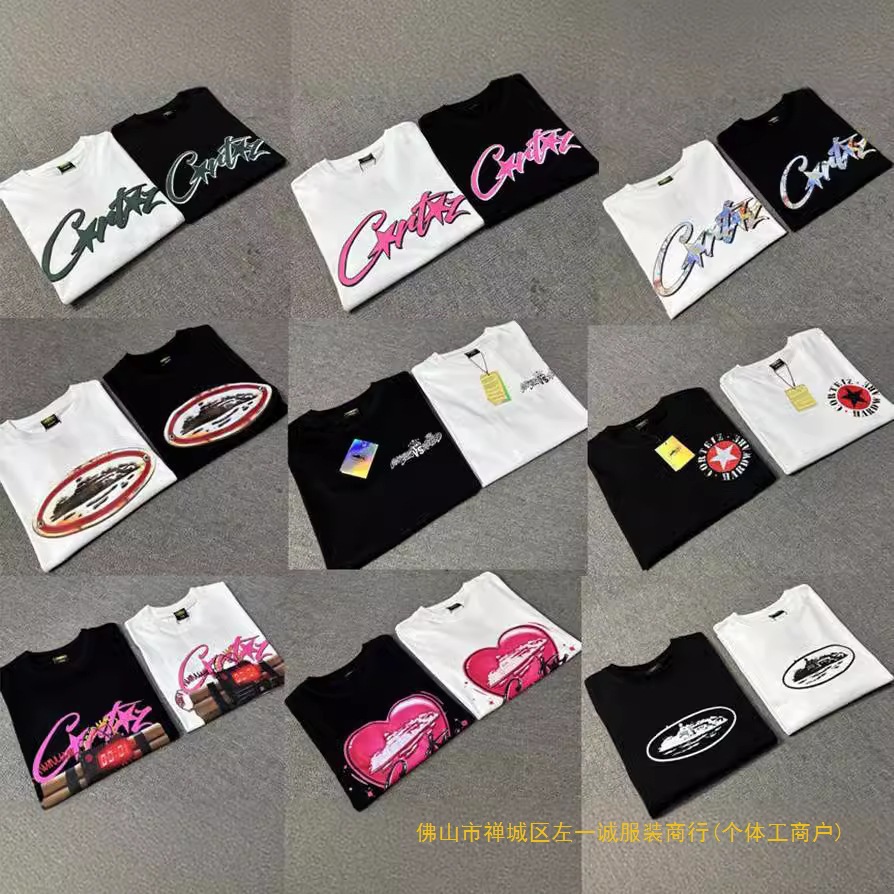 Cortiez Series T-Shirt Short-Sleeved Letter Logo Printing Men's and Women's Casual Loose Fashion Alcatraz Short-Sleeved Trendy Brand
