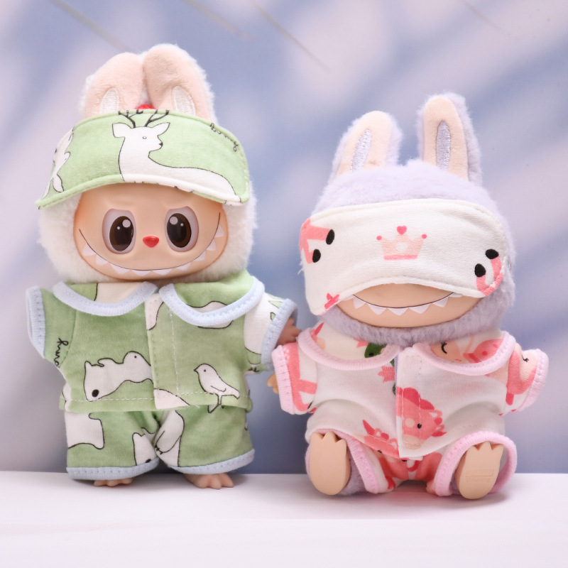 Clothing Only] First, Second and Third Generation Blind Box Labubu Pendant Baby Clothes Animal Pajamas Eye Mask Set Labubu Replacement