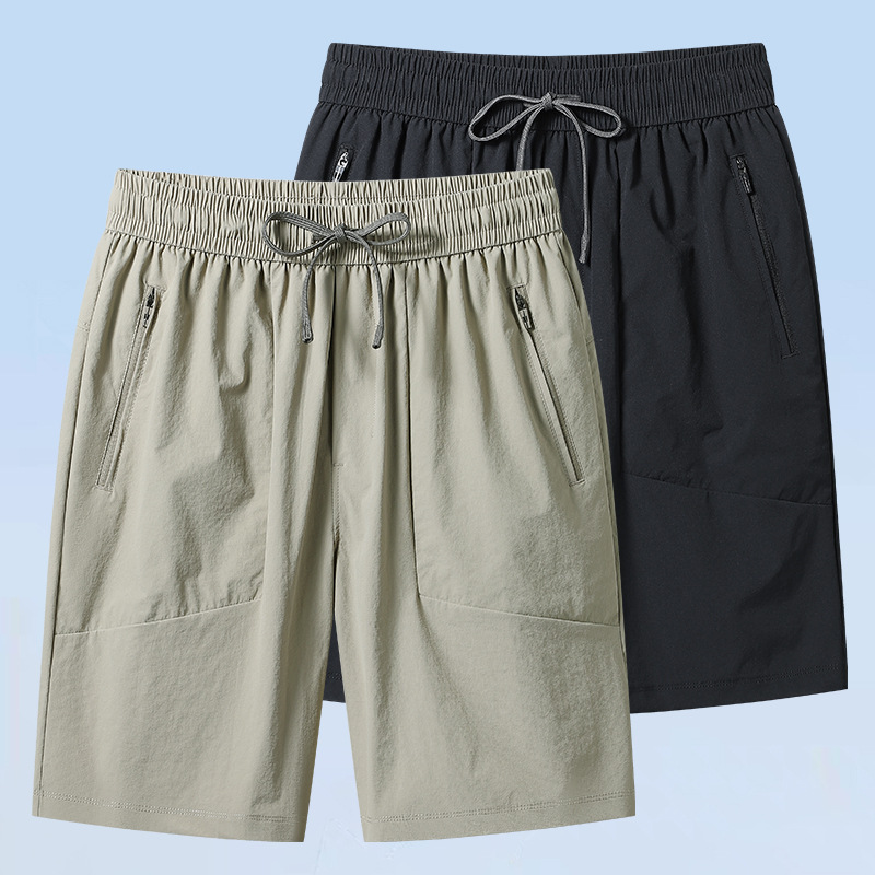 2026 Summer New Quick-Dry Sports Shorts Men's Casual Pants Fashion Ice Silk Five-Point Shorts Fitness Running Beach Shorts