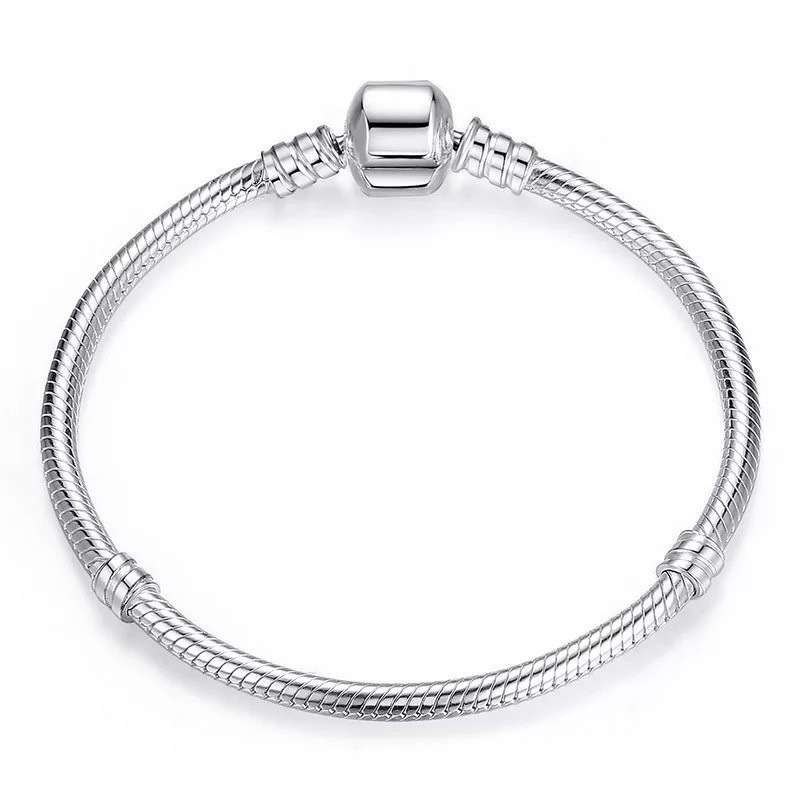 Foreign Trade Jewelry Silver Plated 3MM Round Buckle Snake Bone Bracelet Internet Popular Bracelet in stock Wholesale DIY Bracelet