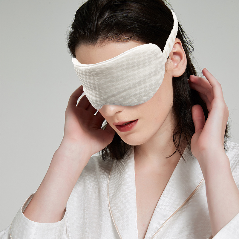 19 MMI silk eye mask double-sided houndstooth jacquard sleep elastic band silk eye mask to alleviate shading eye protection