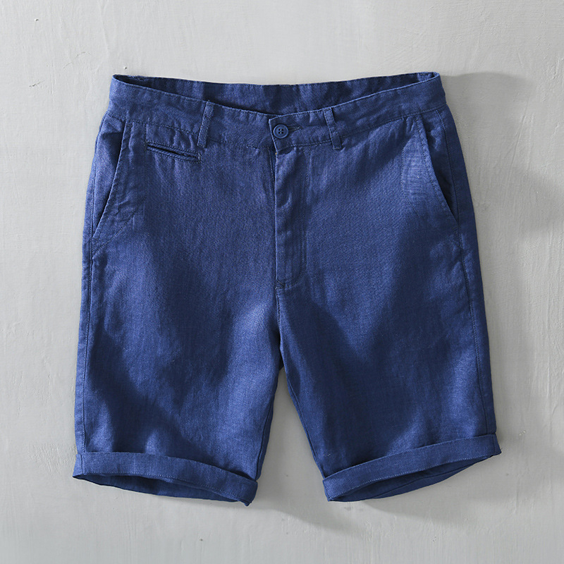 L8216 summer new spot beach shorts men's linen casual straight pants men's a generation of hair