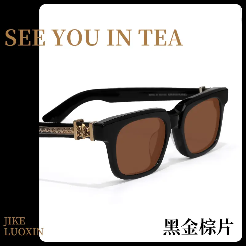 Jike Luo Xin Hand-Carved Translucent Gray Sunglasses for Men Fashion Large Frame Makes Face Look Smaller Retro Sunglasses for Driving Sun Protection