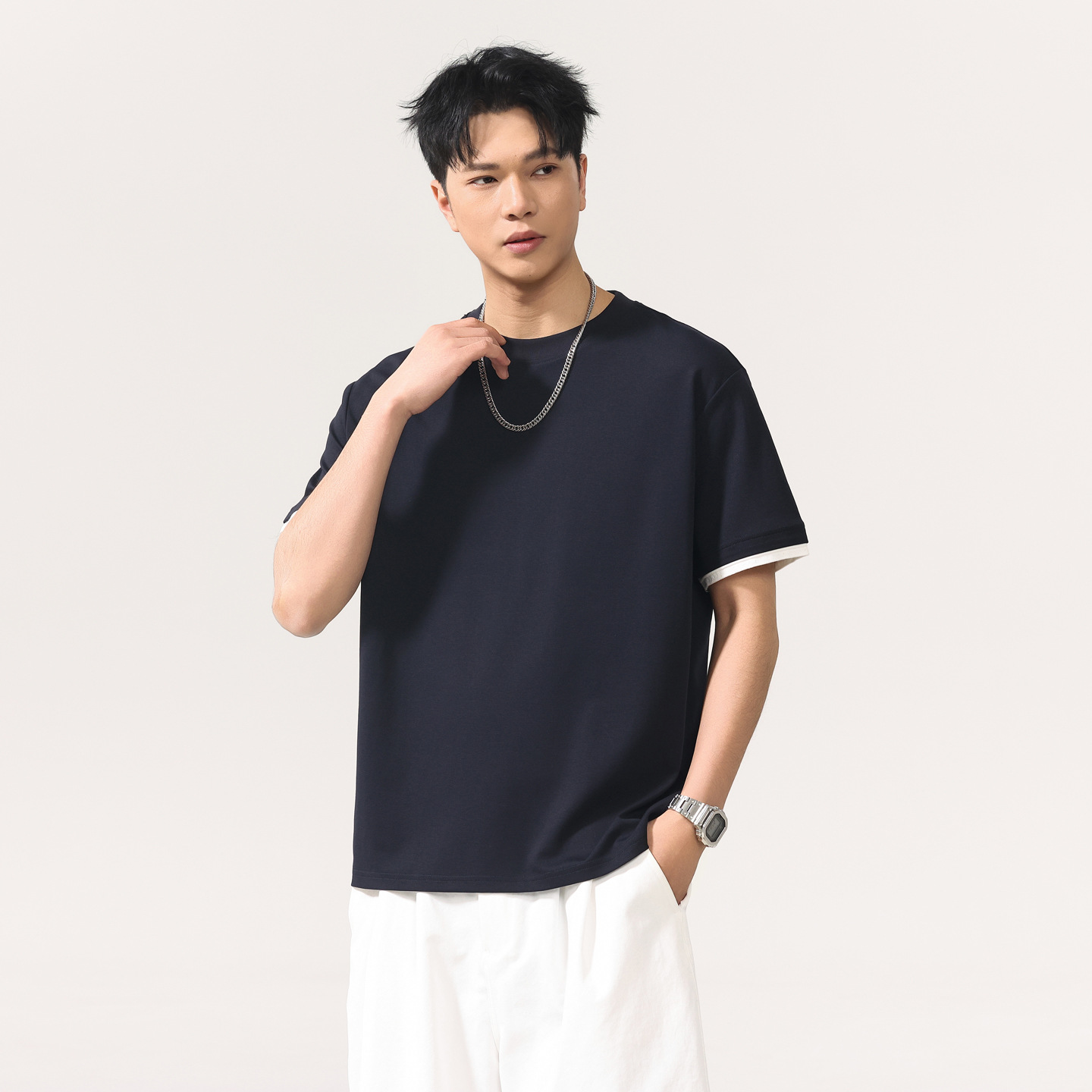 Diyu Shenlong Short-Sleeved Polo Shirt for Men in Summer, Classy American-Style Antibacterial Lapel New Style Loose Work Clothing Short-Sleeved Top