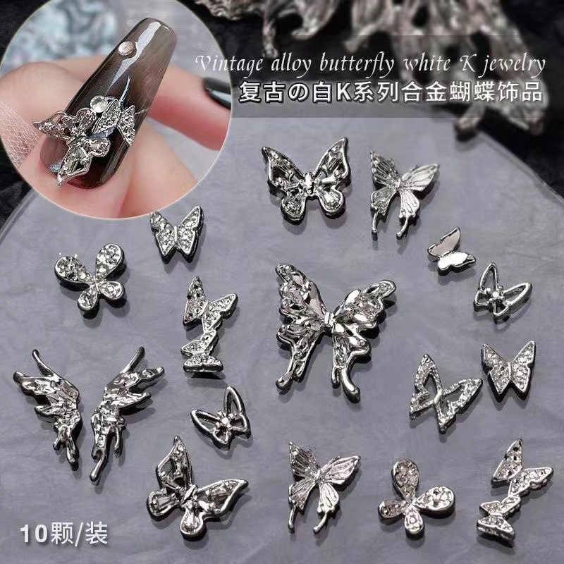 Explosive Alloy Butterfly Nail Art Jewelry Light Luxury Three-dimensional Metal Lava Liquid Butterfly Wings DIY Nail Diamond Ornaments