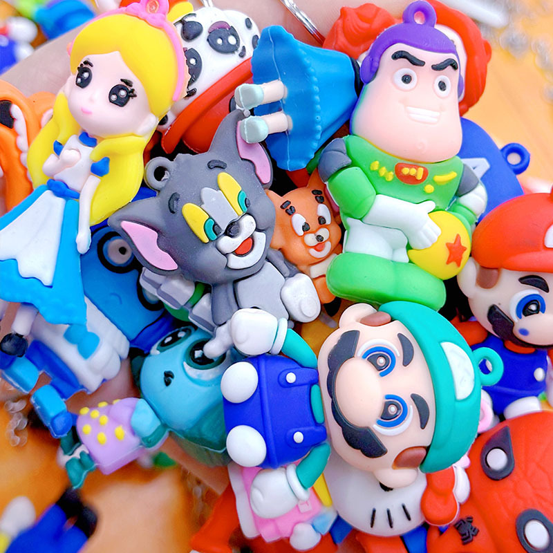 Creative Cartoon Anime 3D Doll Keychain Silicone Cat and Mouse Pendant Internet Celebrity Blind Box Small Gift Wholesale