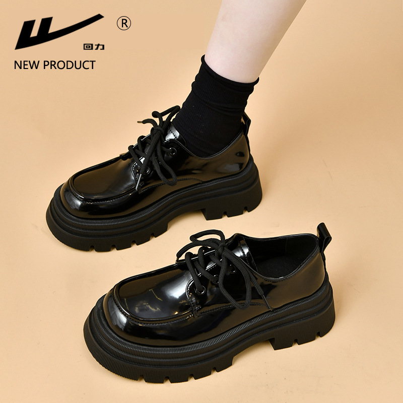 Warrior 2026 New Thick-Soled Loafers Round-Toe Loafers Women's Shoes Spring and Autumn Versatile Black Spring Shoes