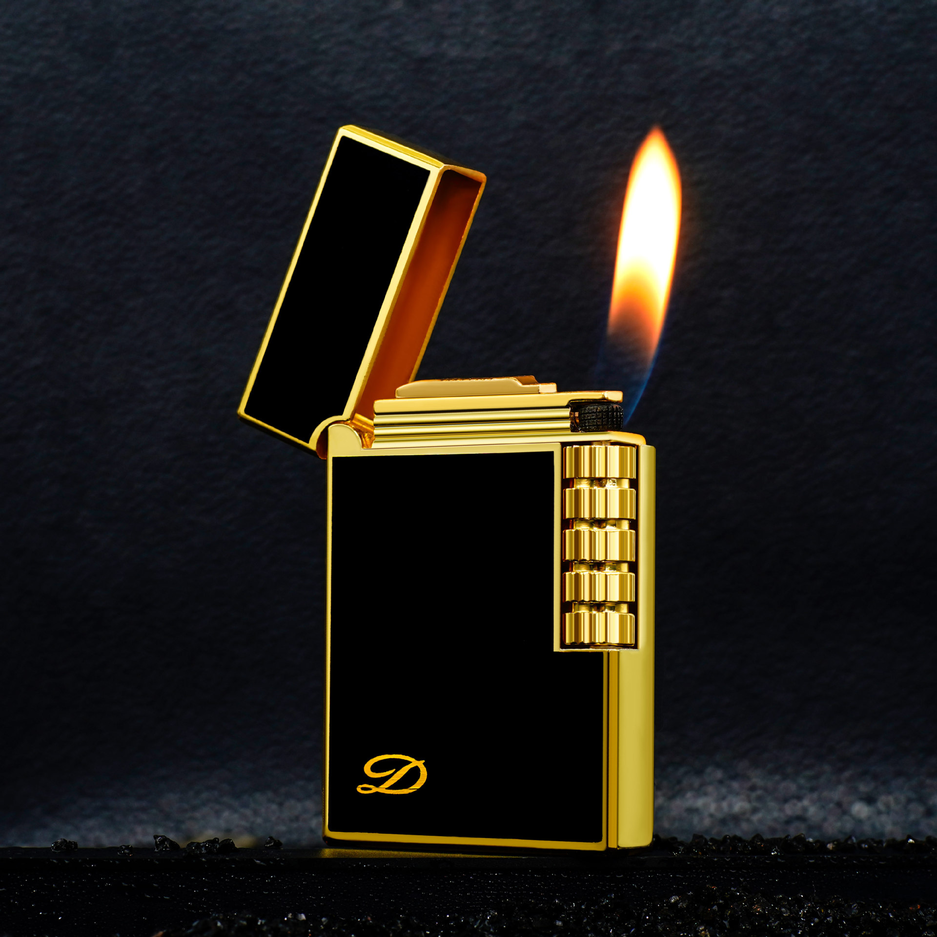 Dk805 Solid Color Metal Classic Edge-Polished Grinding Wheel Open Flame Lighter, Dikang Business High-End Light Luxury