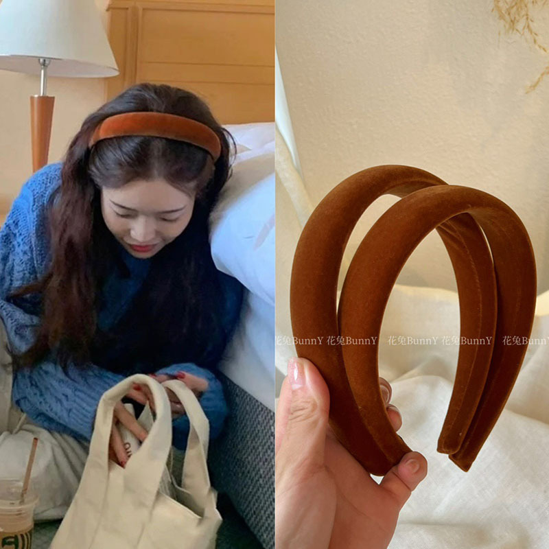 Retro Velvet Giant White Ripe Pumpkin Hair Band Gentle Lazy Atmosphere Outgoing Sponge High Cranial Top Headband Headwear