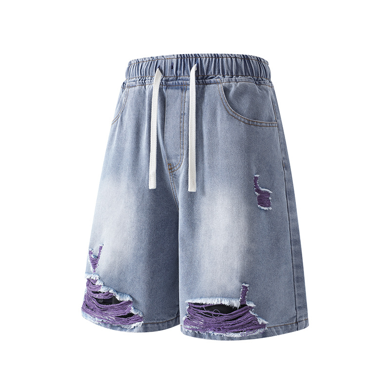2026 New Men's Retro Craft Denim Shorts, Stylish and Cool Washed Vintage Ripped Jeans for Men