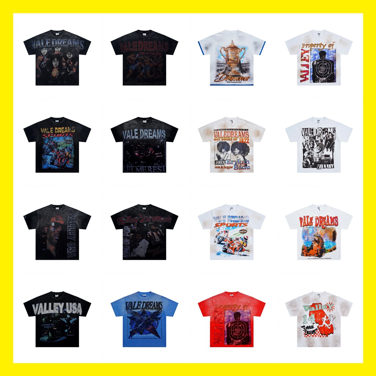 American Retro Valeforever Washed Distressed Hot Diamond Pure Cotton Short-Sleeved High Street Fashion Brand Star T-Shirt Breathable