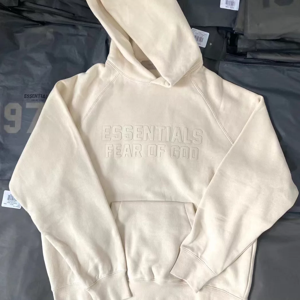 Ningbo Essentials Double-Row Flocking Printed Loose Hooded Sweatshirt American Street Autumn and Winter Trendy Hoodie