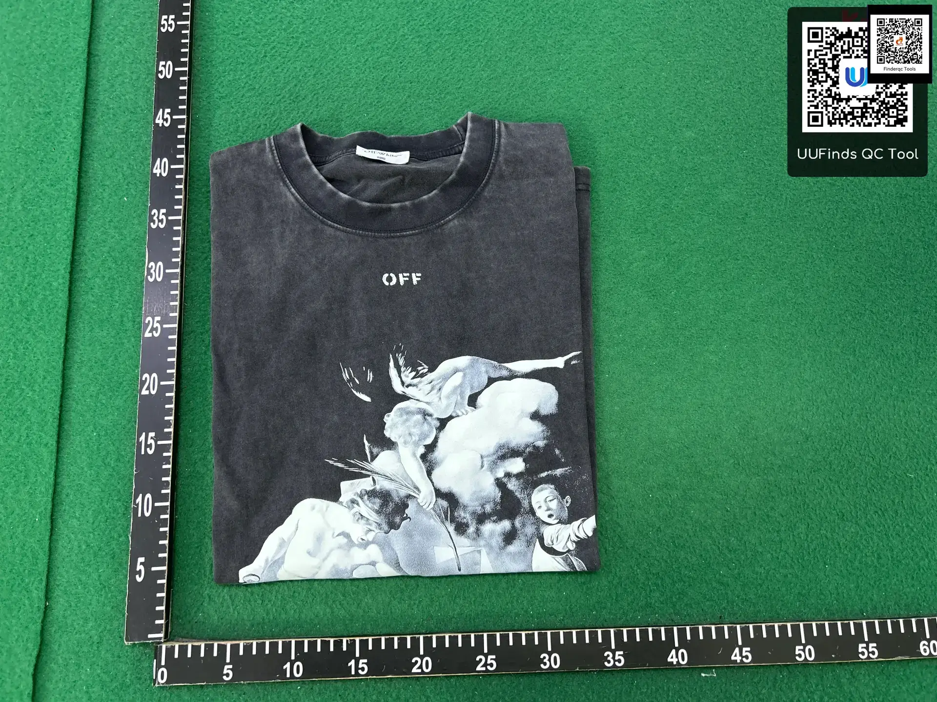 New Summer Off-White Washed and Distressed Double Yarn Heavyweight Angel Red Old Man Religious Print Short-Sleeved T-Shirt for Men