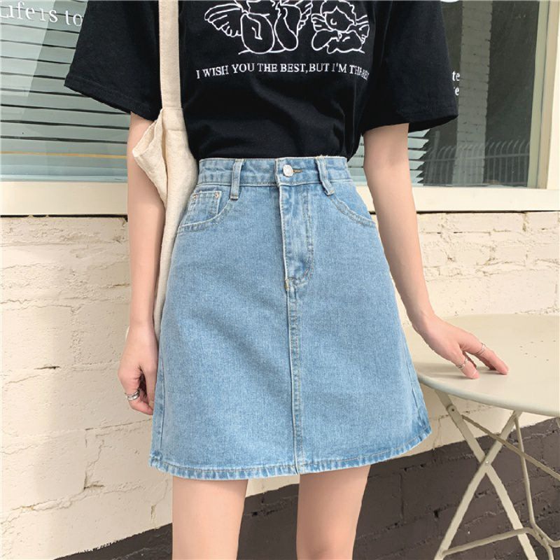 High-Waisted Denim Skirt for Women 2026 Summer New Style Large Size Loose Slimming Casual Versatile A-Line Hip-Hugging Short Skirt