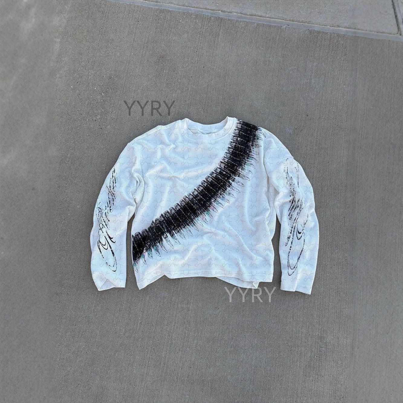 Europe and America ins cross-border personality dark print round collar sweater long-sleeved pullover T-shirt retro coat street trend Foto QC de WEIDIAN na Qualit.ly