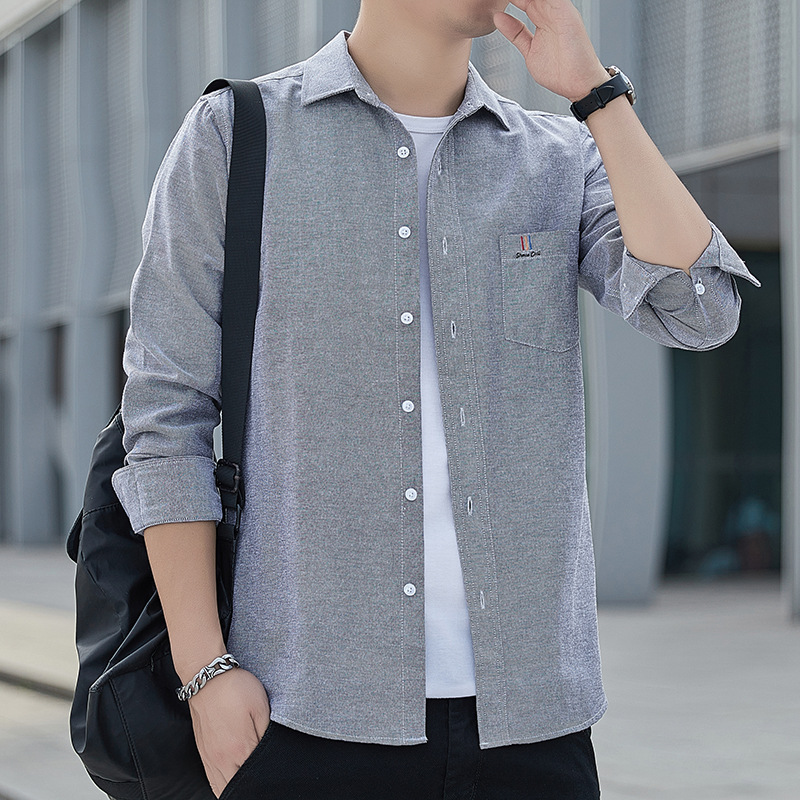 Spring and Autumn long-sleeved shirt men's slim fit spring and autumn winter men's shirt Oxford fabric 2024 new casual shirt