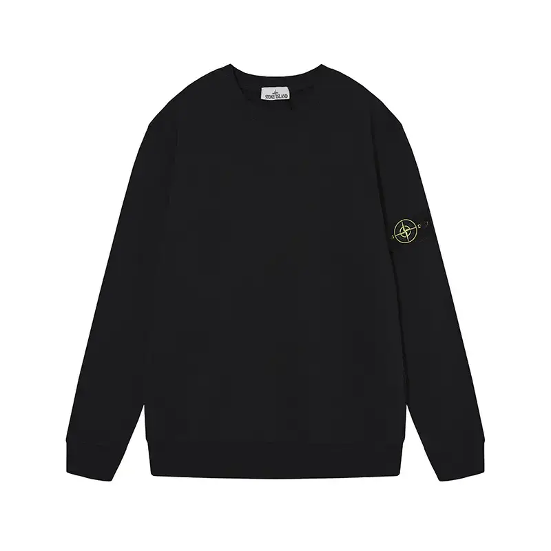 Cross-Border Foreign Trade Stone Compass Embroidery Island Solid Color Round Neck Logo Long-Sleeve Sweatshirt Pure Cotton Couple Loose Fit