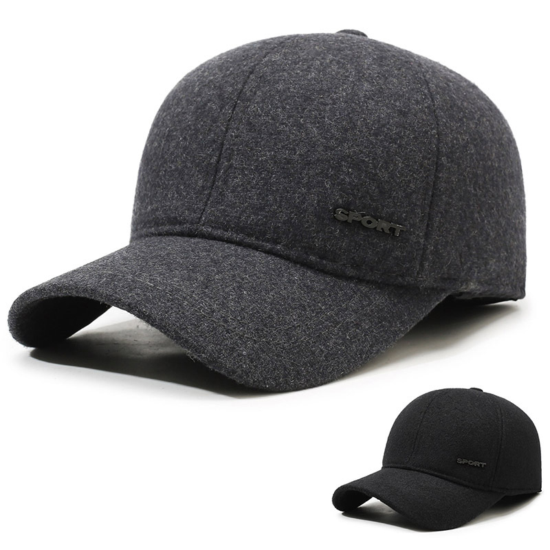 Winter Baseball Cap for Middle-Aged and Elderly Men, Thickened and Warm, Dad and Grandpa Hat, Old Man Hat, Ear-Protecting Woolen Duckbill Cap