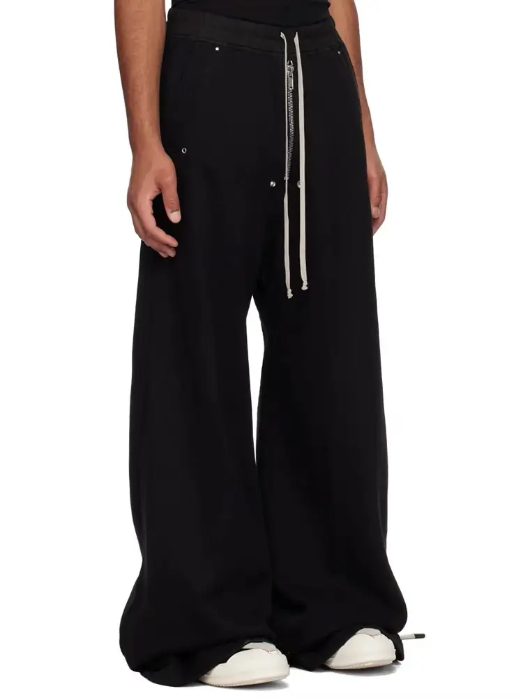 Dawnhin Dark High Street Ro Fleece Drape Big Straight-Leg Horn Mop Trousers Men and Women Trendy Wide Leg Cargo Pants