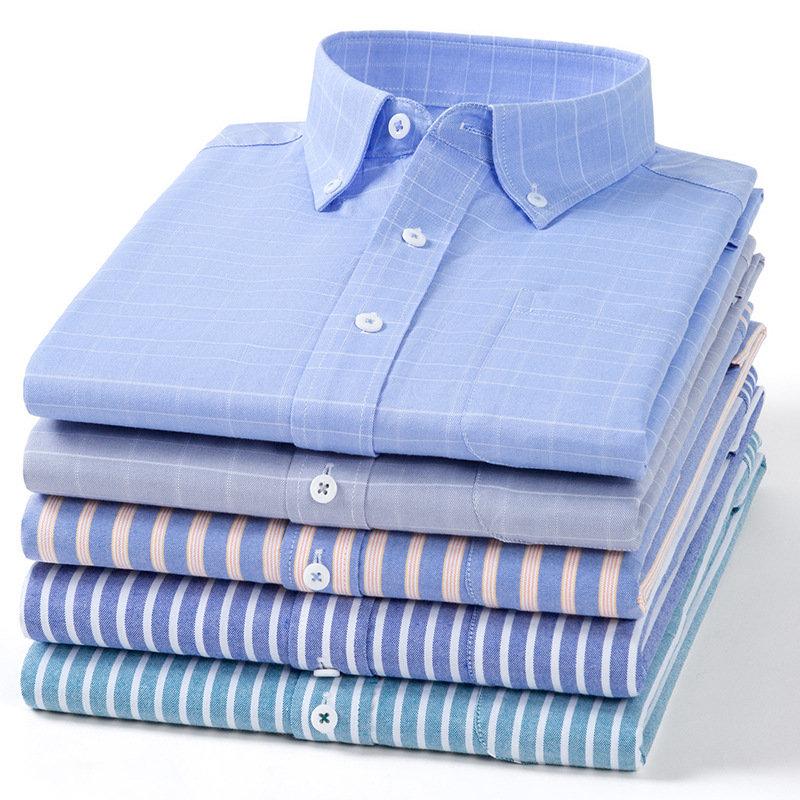 Spring and Autumn Fashion Youth Men's Long Sleeve Shirt All Cotton Oxford Striped Shirt Daily All-match Top Jacket