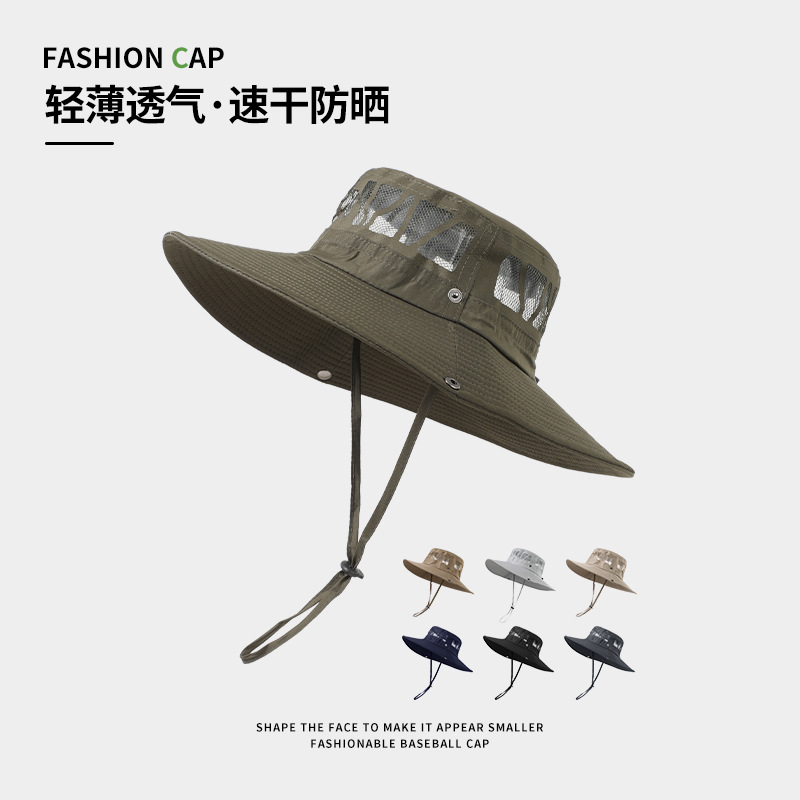 Summer Large-Brimmed Fisherman's Hat for Men, Breathable, Sun-Protective, Outdoor Fishing, Mountaineering, Adventure, Quick-Drying, Breathable Sun Hat