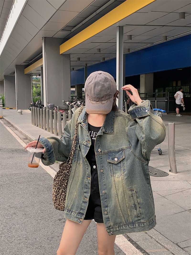 American Style Lazy Style Denim Coat Women's Spring and Autumn New High Street Fashionable Brand Loose Loose All-match Top Jacket for Couples