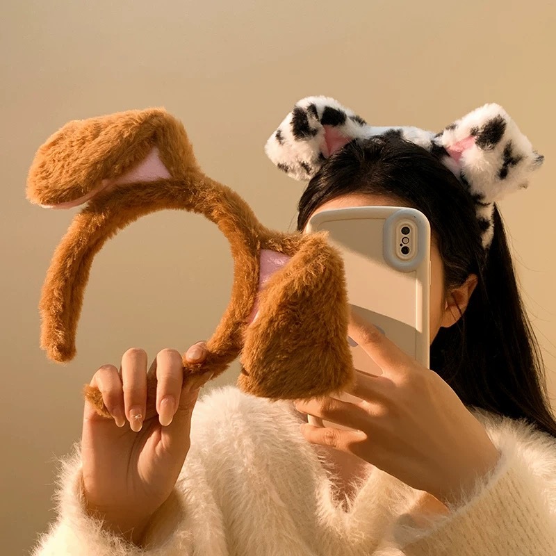 Cute Cartoon Headband Plush Super Cute Animal Doll Ear Headband Funny Face Wash Paradise Photo Performance Headwear