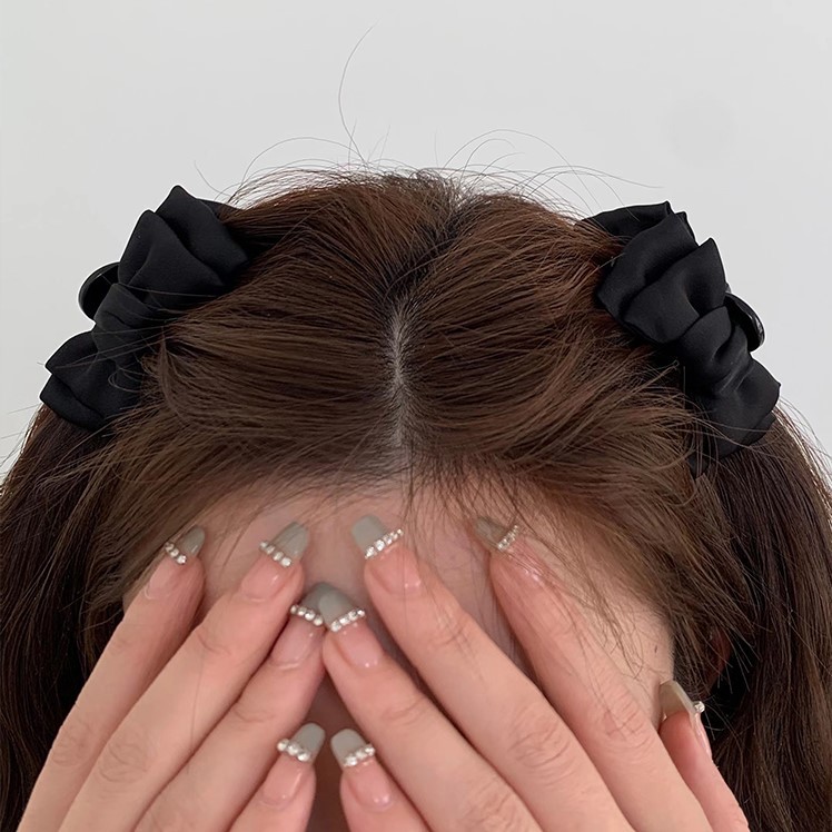 Black Bow Princess Head Clasp Small Women's Side Front Bangs Hairpin Headwear Women's Internet Celebrity 2023 New Style