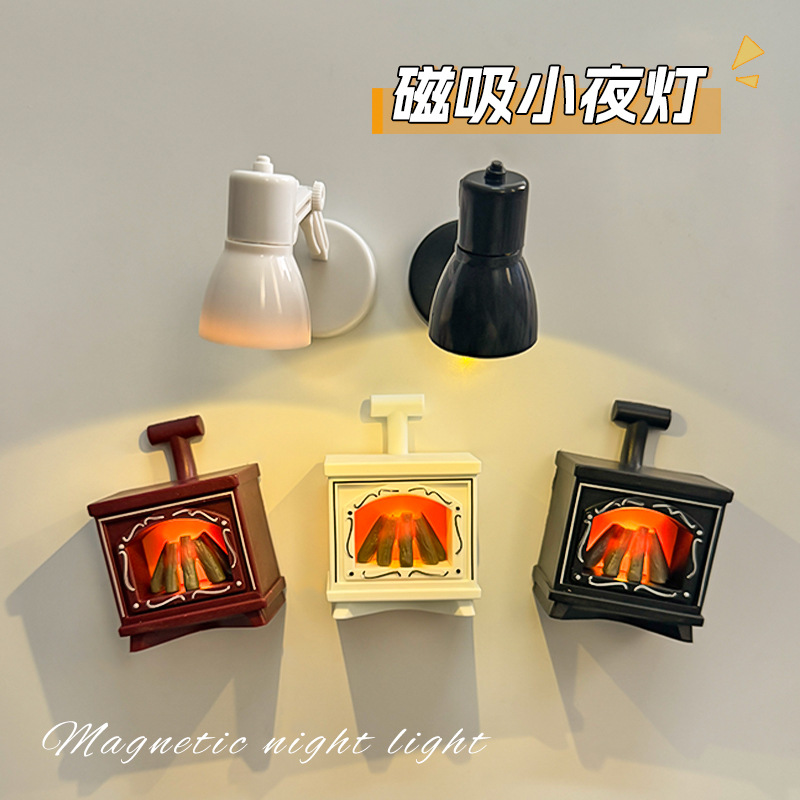 Cartoon Magnetic Night Light, Refrigerator Sticker, Decorative Atmosphere Light, Mini Wind Lamp, Dormitory Bedroom Bedside Lamp, Small Ornament