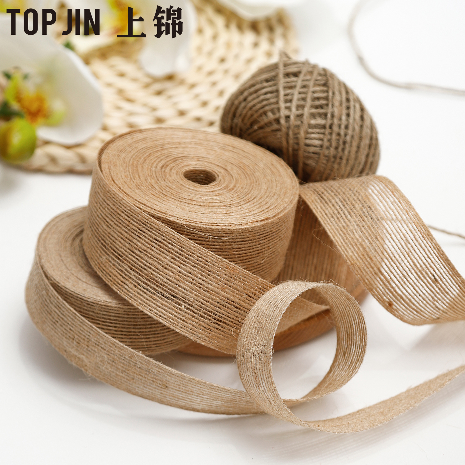 Vintage Hemp Rope Ribbon Natural Color Cotton Hemp Silk Flower Gift Box Packaging Binding Rope Creative Hemp Cloth Roll DIY Decorative Belt