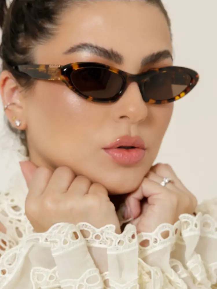 Cat-Eye Sunglasses for Women, Trendy Brand, Face-Slimming, Sun Protection, Narrow Frame, High-End Feel, Stylish, Tortoiseshell, Korean Style, Retro Sunglasses